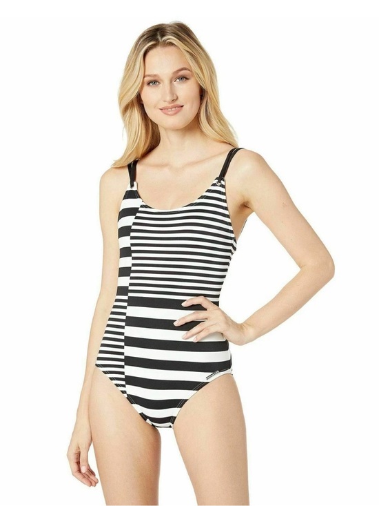 Michael Kors Other - Michael Kors Women’s Black and White Striped One-Piece Swimsuit- Sz 6